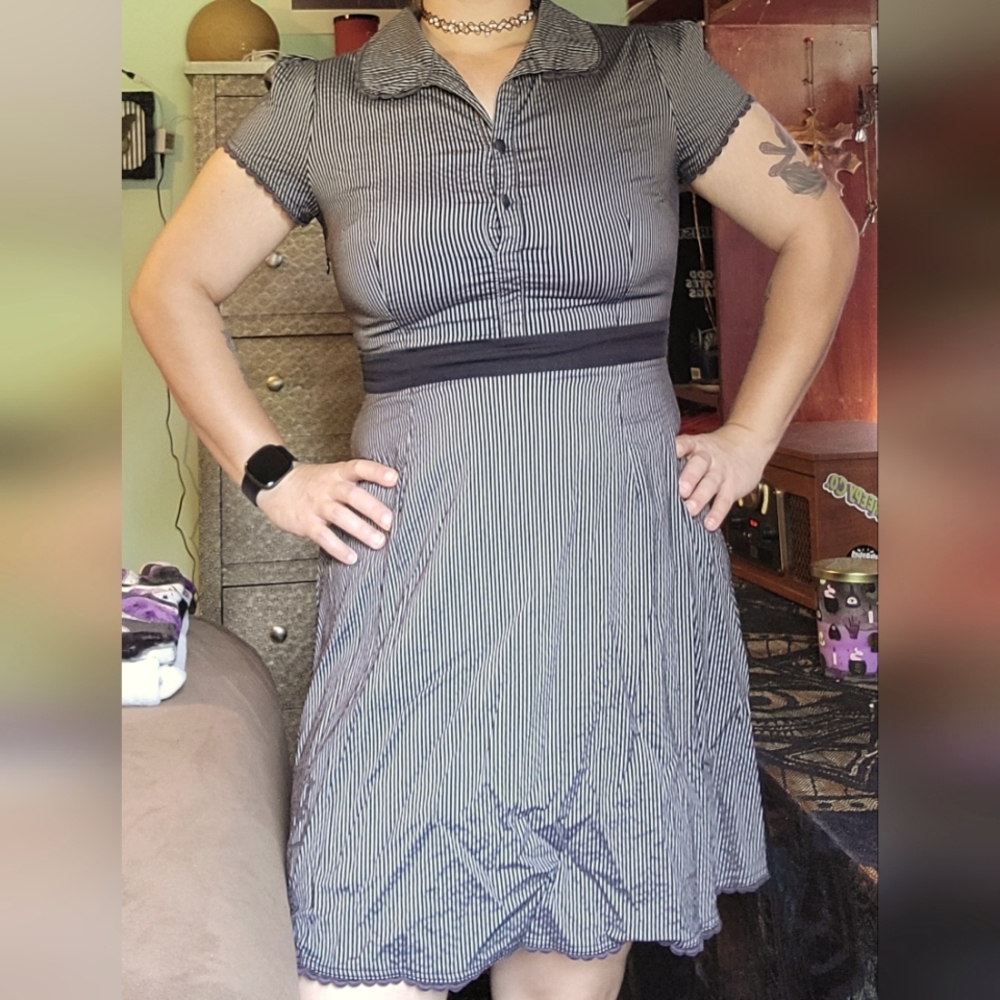 Sourpuss vintage-style pinstripe dress